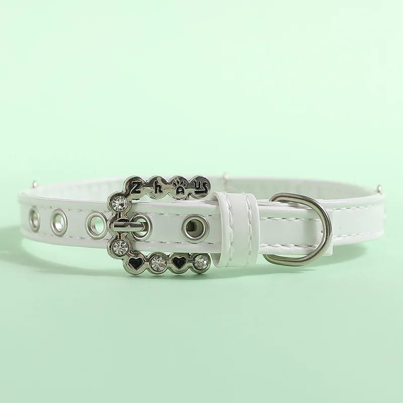 Pearl Rhinestone Cat and Puppy Necklace Collar