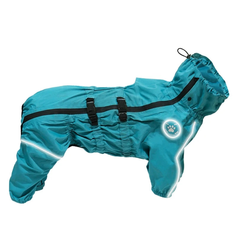 Reflective Waterproof Dog Raincoat Jumpsuit for Large Dogs