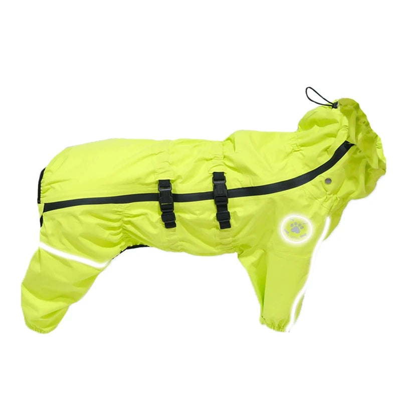 Reflective Waterproof Dog Raincoat Jumpsuit for Large Dogs