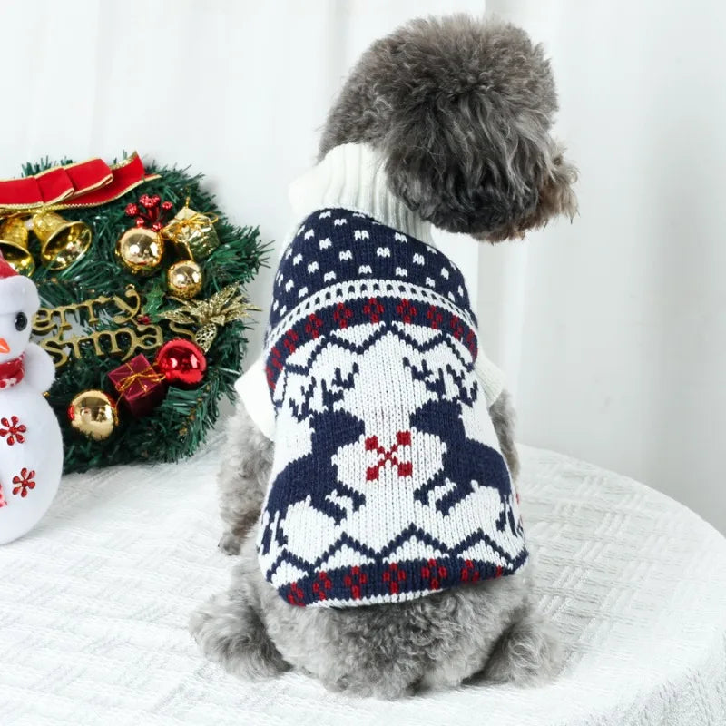 Festive Christmas Knit Dog Sweater for Puppies and Small Dogs