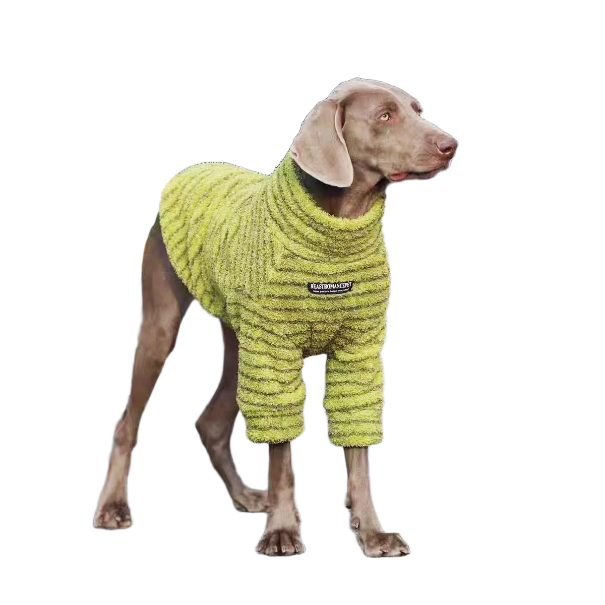 Striped Fleece Turtleneck Dog Sweater for Medium and Large Dogs