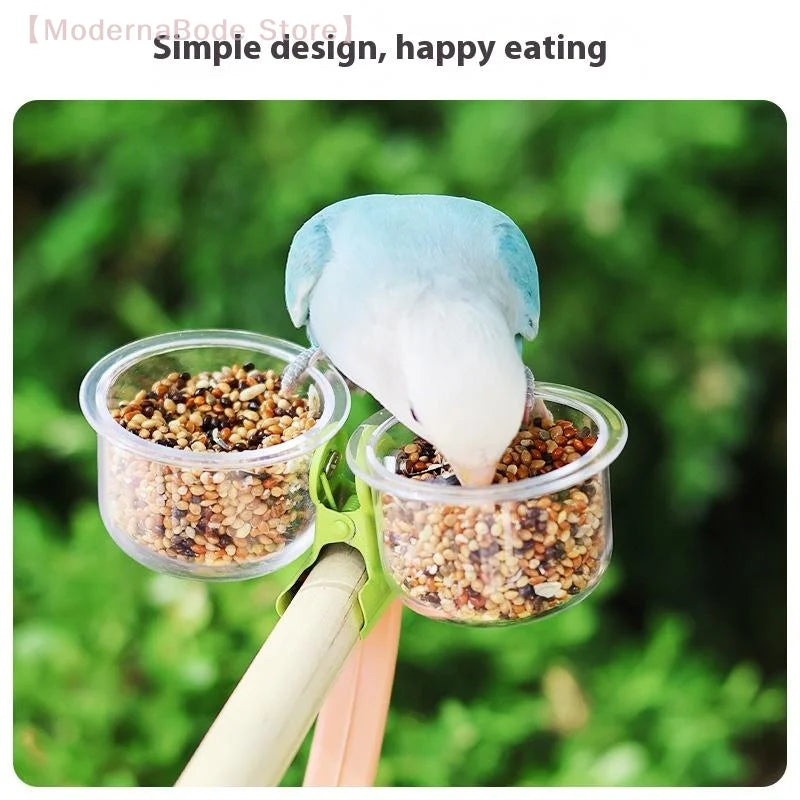 Clip-On Parrot Food and Water Bowl for Small Birds