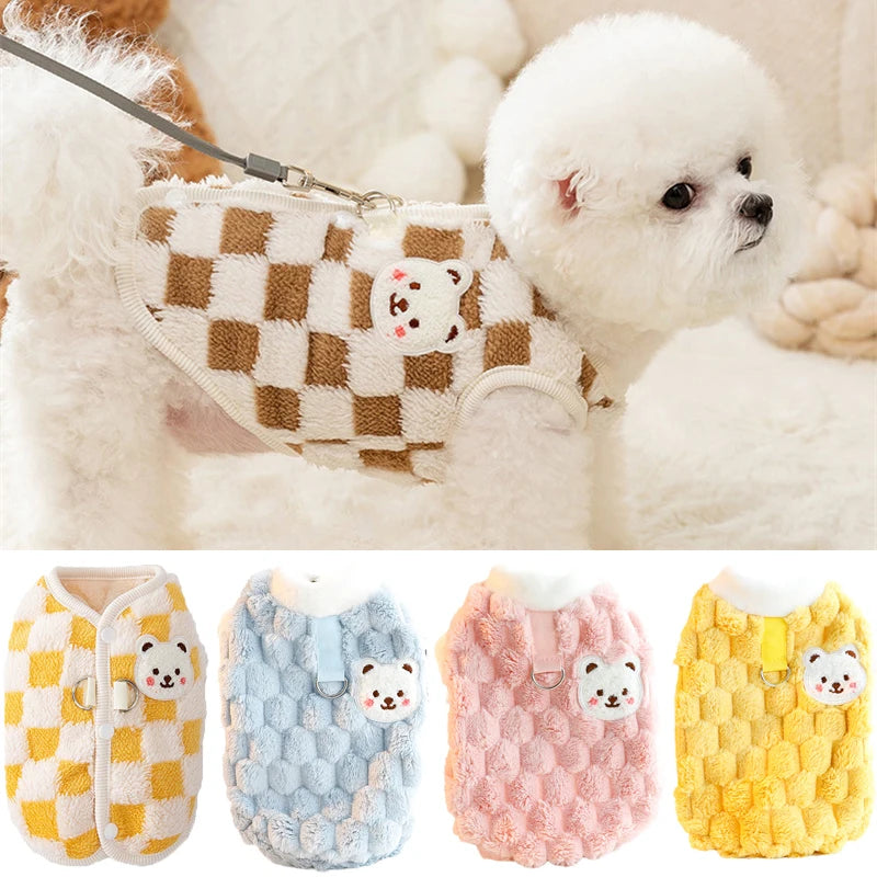 Sweet Bear Print Plush Sweater Jacket for Small Dogs and Cats