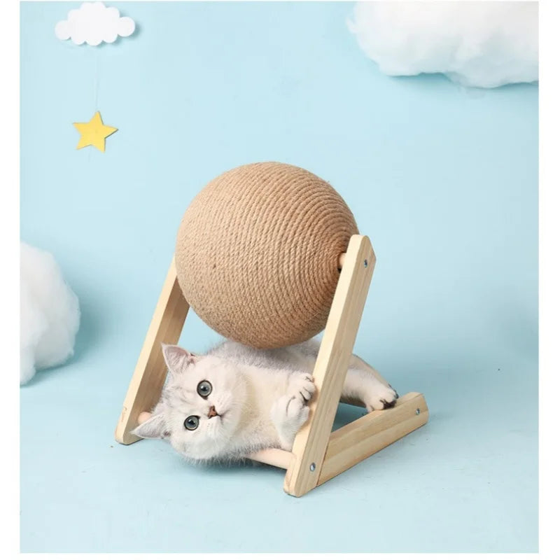 Sisal Rope Cat Scratching Ball with Wooden Base