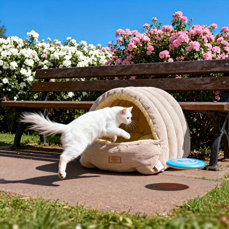 Thick Warm Cat Cave Bed for Winter Sleeping