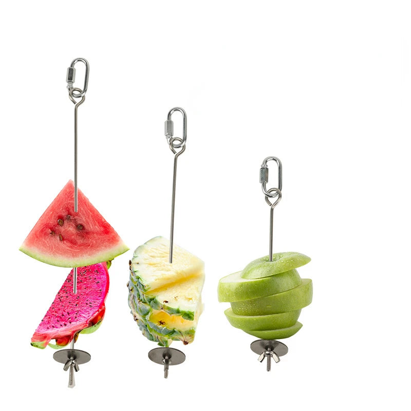 Stainless Steel Fruit Skewer Holder for Parrots