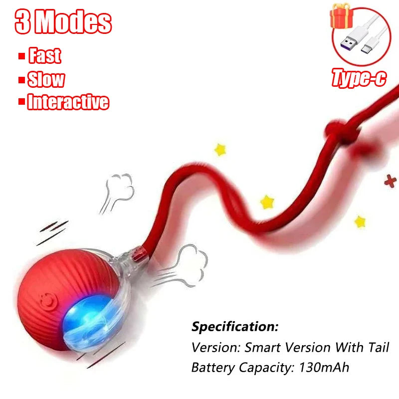 Rechargeable Faux Tail Smart Ball Cat Toy